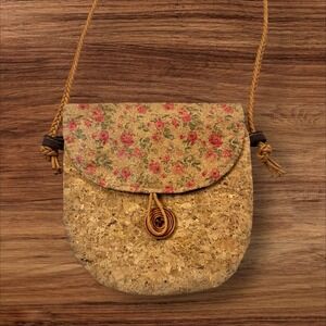 Cork Crossbody Bag Floral‎ Accent Bohemian Purse Hippie Festival Style